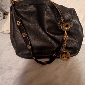 Michael kors black leather hobo shoulder bag